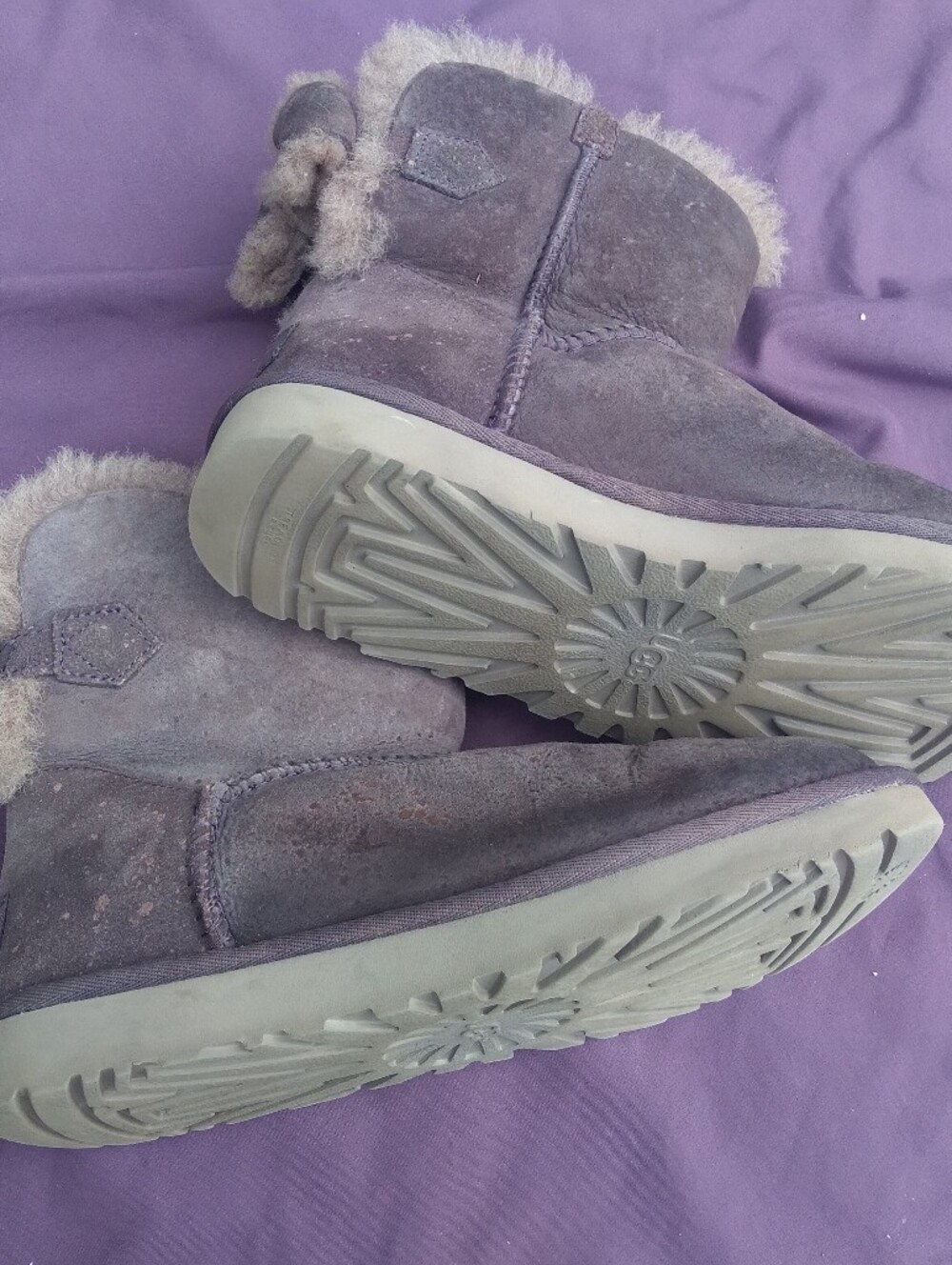 UGG Short Suede Shearling Booties - Lavender
